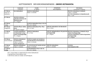 Gottesdienste Februar